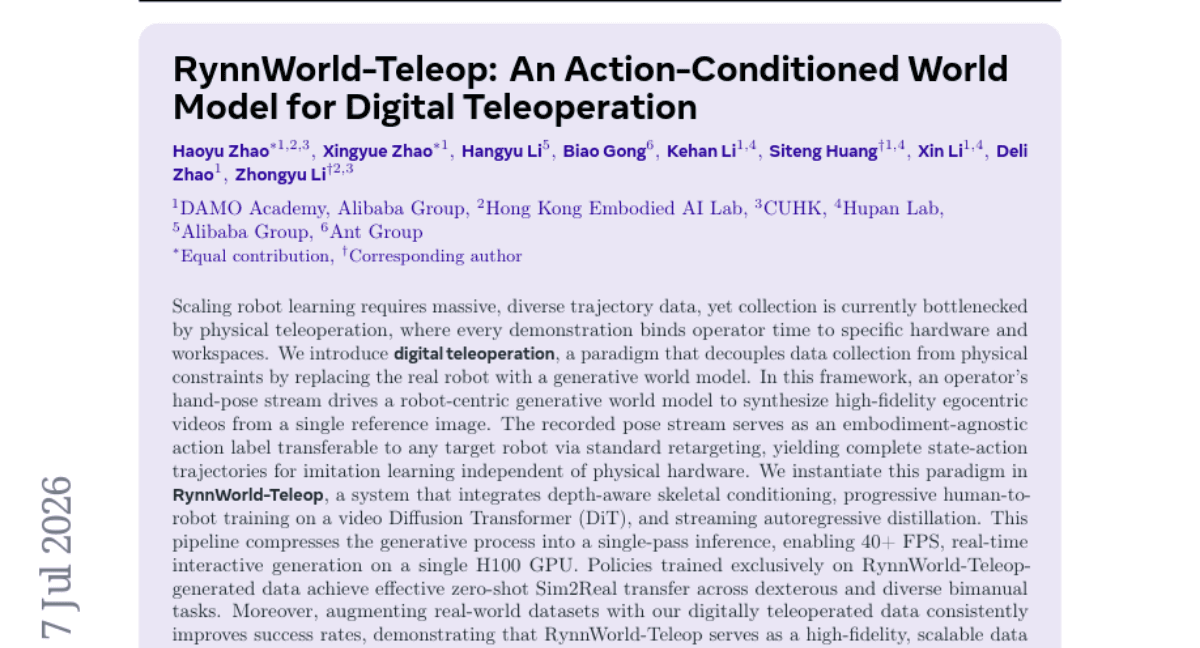RynnWorld-Teleop: An Action-Conditioned World Model for Digital Teleoperation