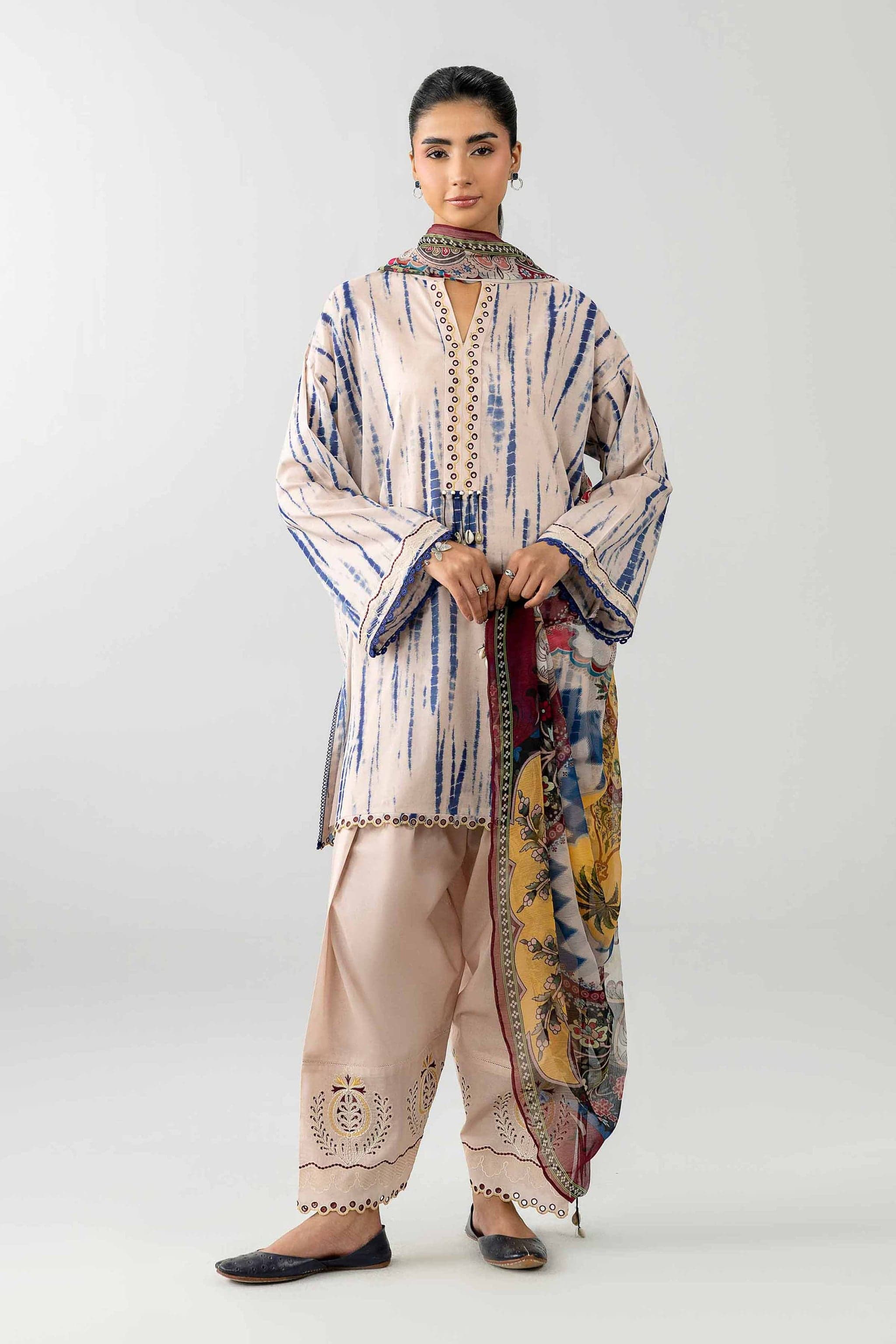 3 Piece - Printed Embroidered Suit - PE26-521 - Nishat Linen