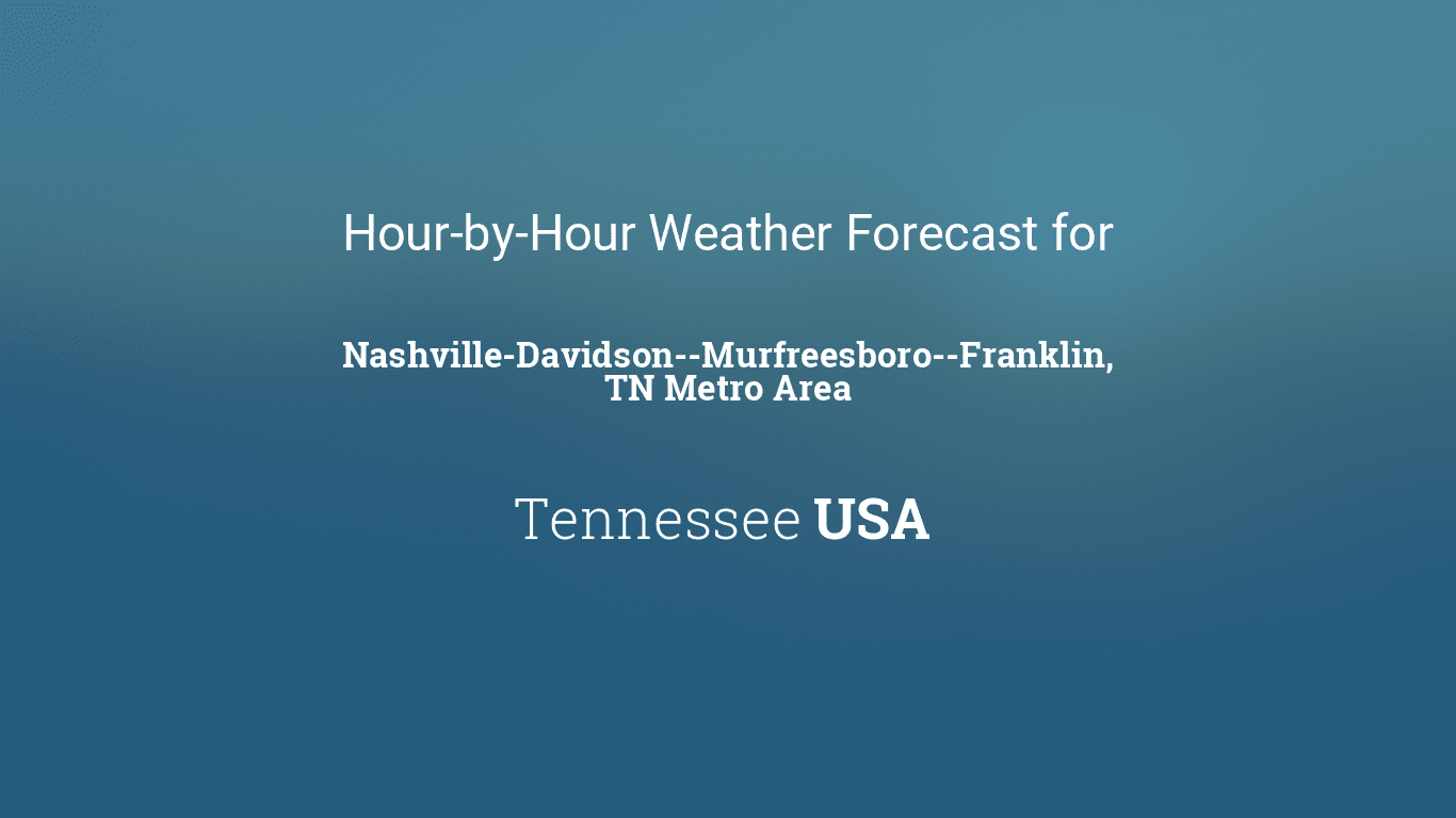 Hourly forecast for Nashville-Davidson--Murfreesboro--Franklin, TN Metro Area, Tennessee, USA