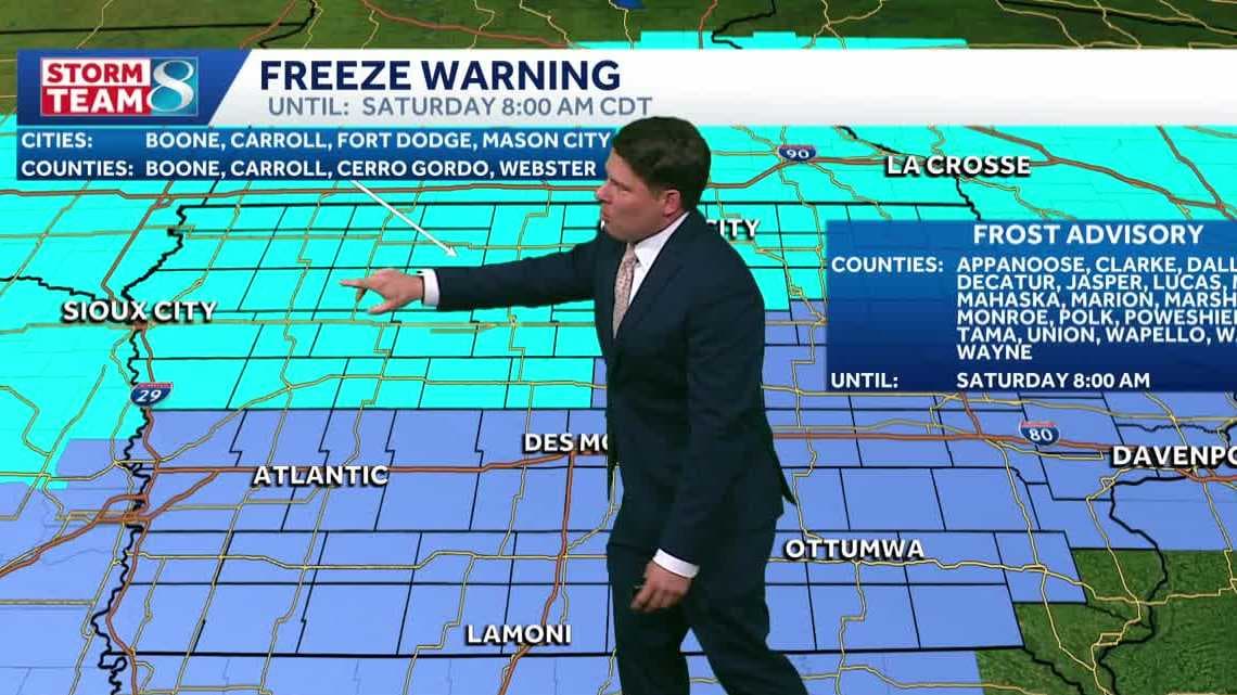 Des Moines weather: More rain chances today with patchy frost tonight