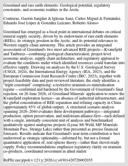 Greenland and rare earth elements: Geological potential ...