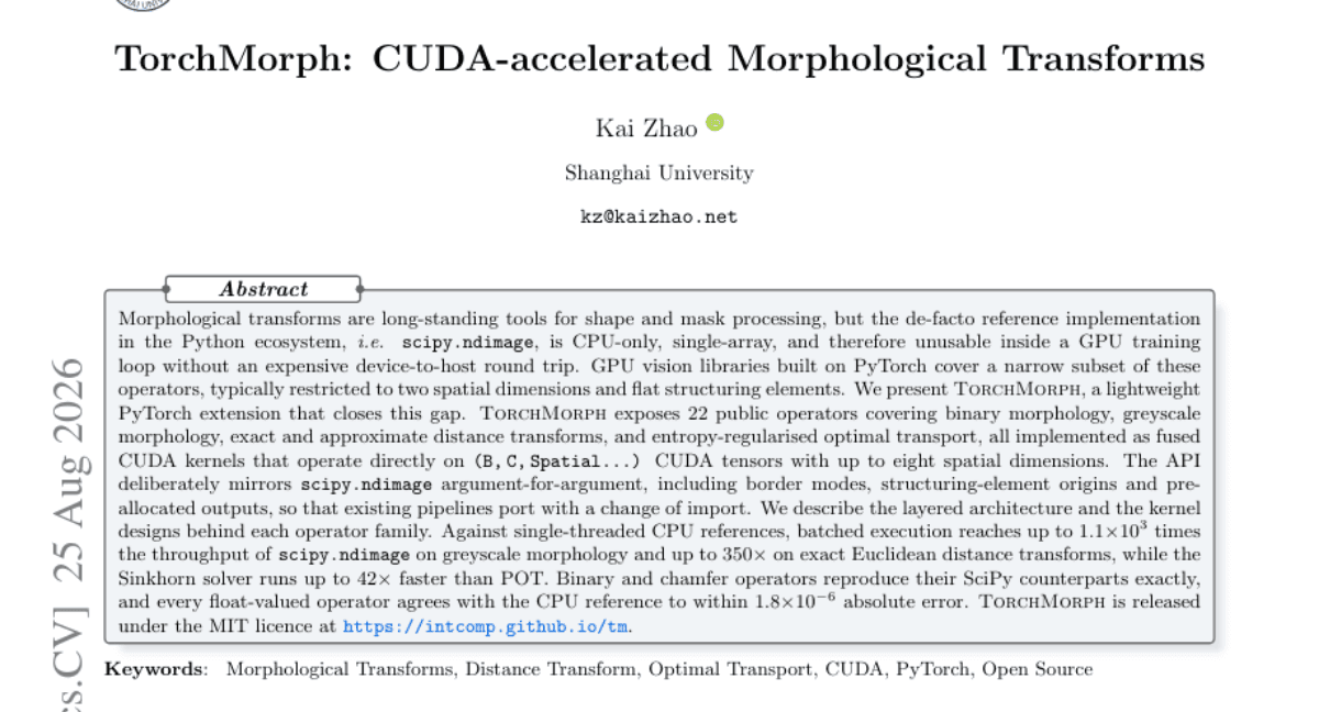 TorchMorph: CUDA-accelerated Morphological Transforms