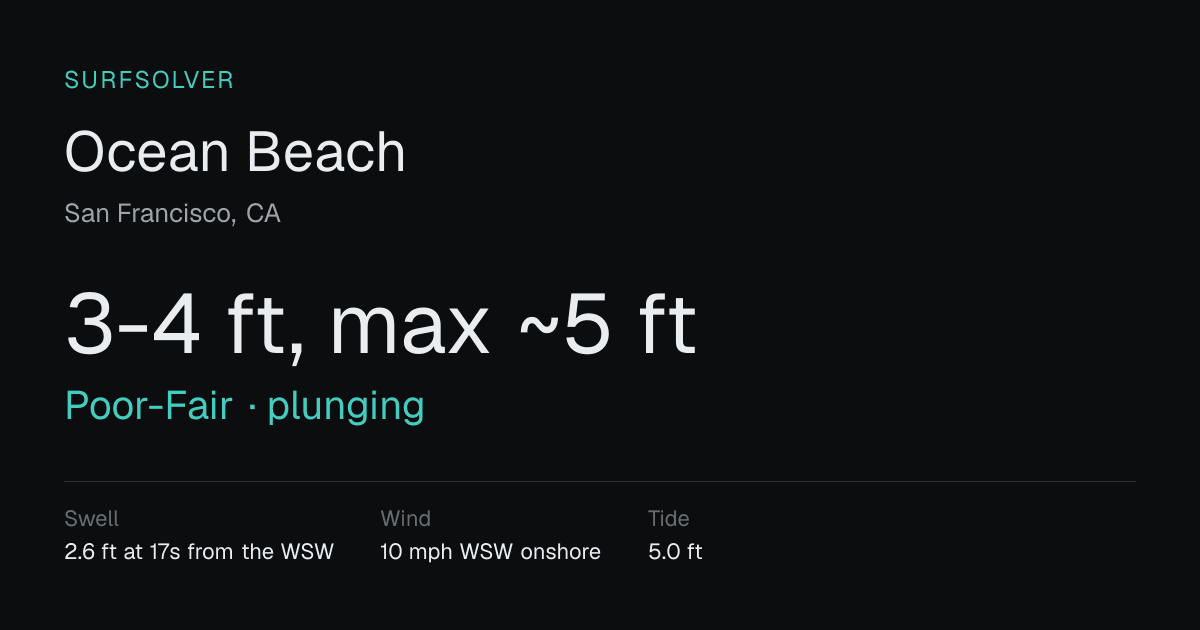 Ocean Beach Surf Report & Forecast | Surfsolver