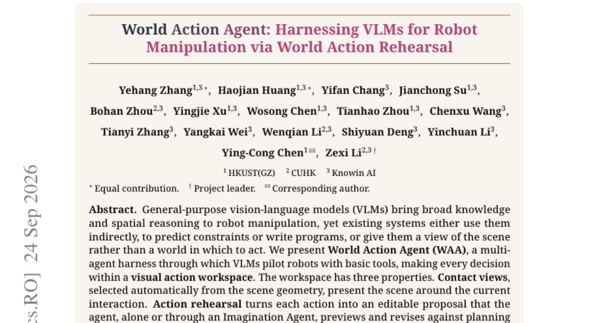 World Action Agent: Harnessing VLMs for Robot Manipulation via World Action Rehearsal