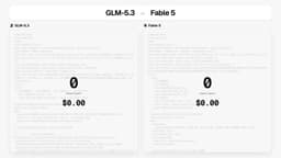 @zainhasan6: GLM-5.3 vs. Fable 5 is crazy!

15x less cost for this run.👇 https://t.co/xAqmZ08GMg