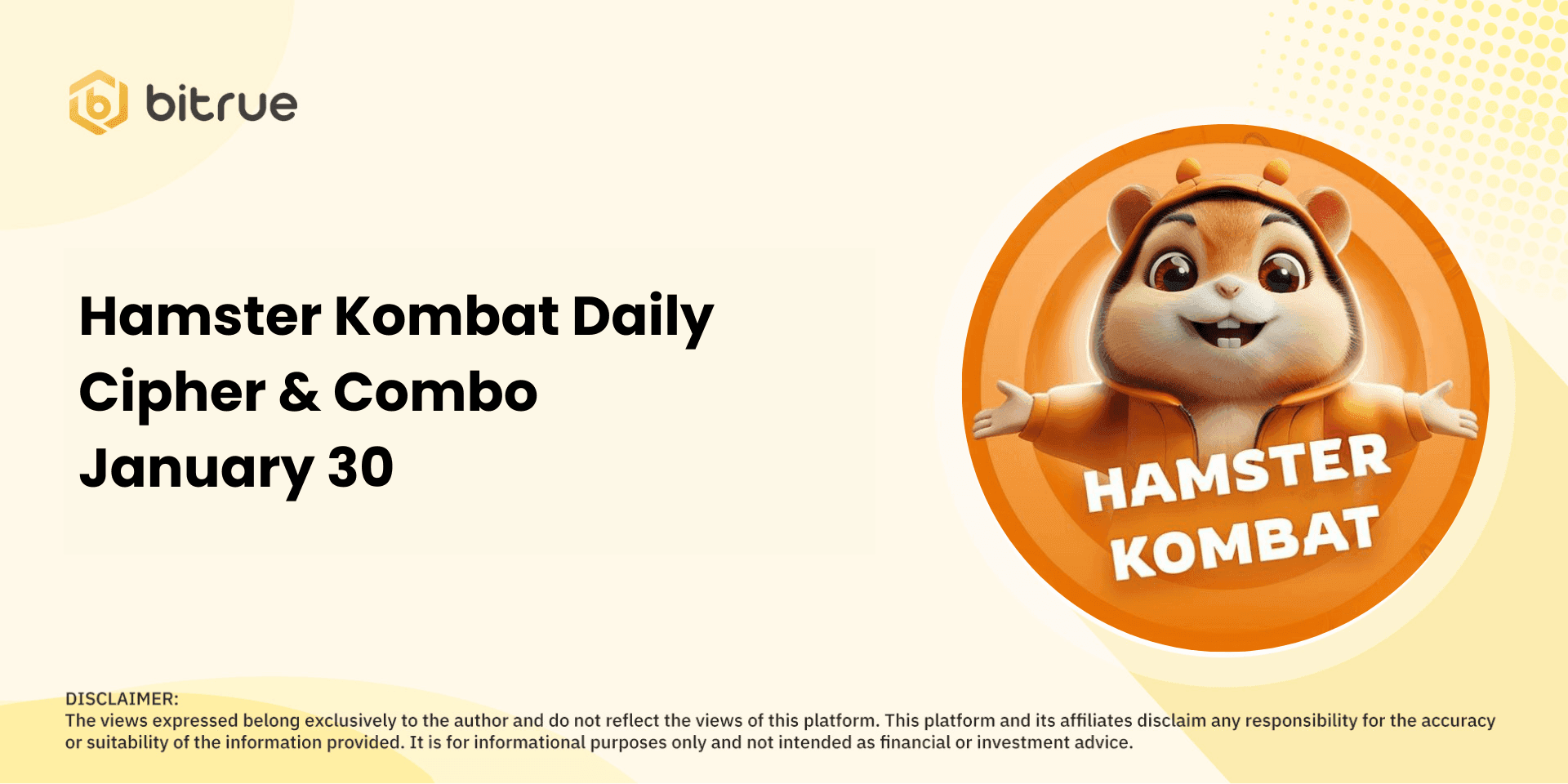 Hamster Kombat Daily Cipher and Combo: January 30, 2026 Guide