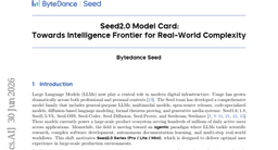 Seed2.0 Model Card: Towards Intelligence Frontier for Real-World Complexity