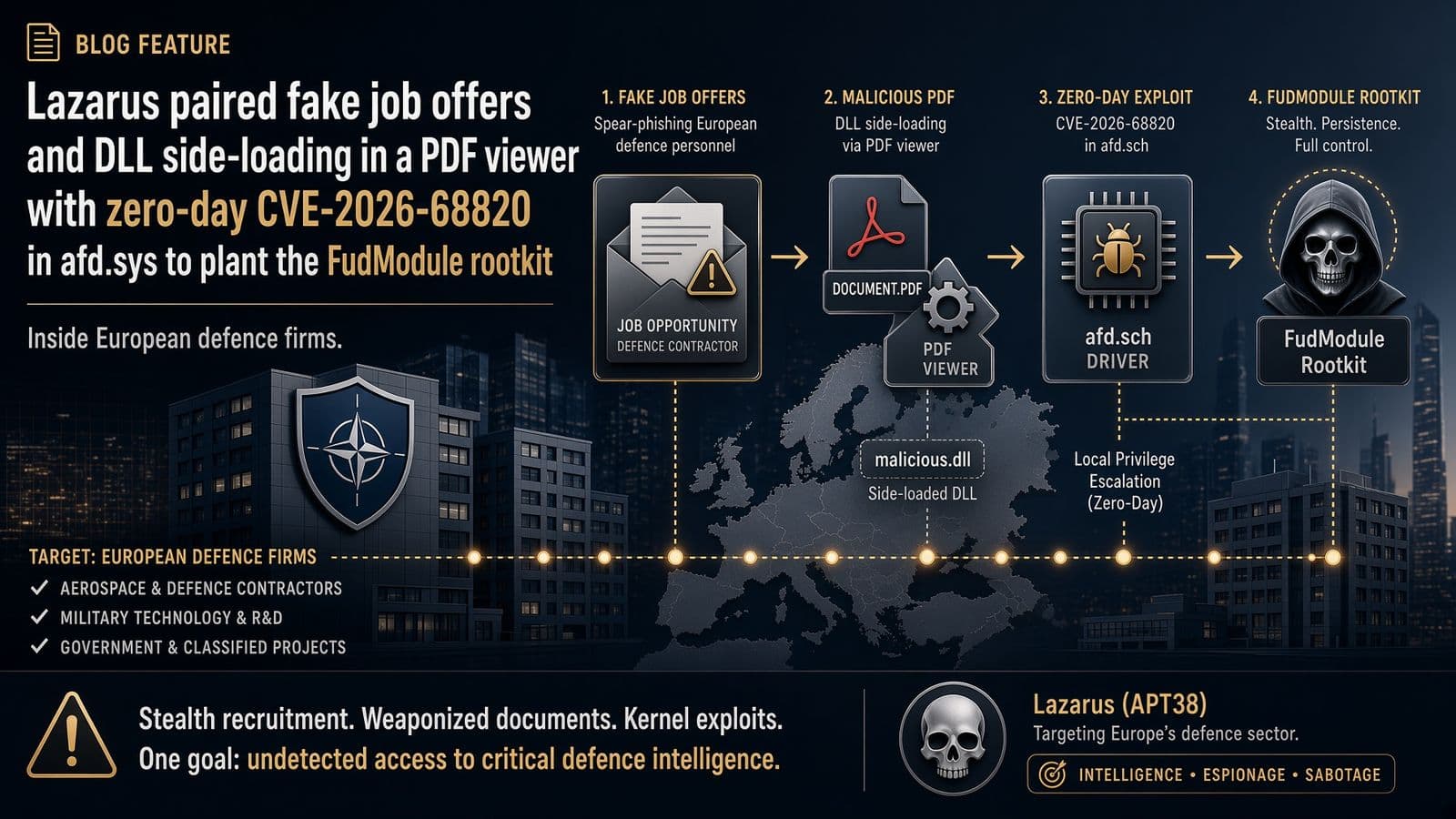 Lazarus: afd.sys zero-day and FudModule rootkit