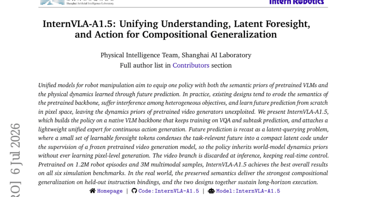 InternVLA-A1.5: Unifying Understanding, Latent Foresight, and Action for Compositional Generalization