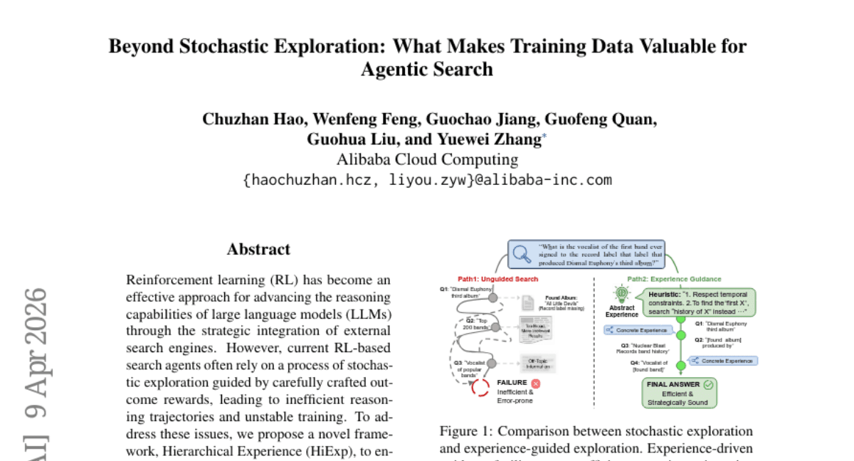 Beyond Stochastic Exploration: What Makes Training Data Valuable for Agentic Search