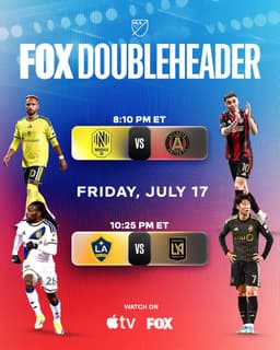 @MLS: Friday night plans: SORTED. 🍿

Join us for a doubleheader on FOX &amp; Apple TV as @NashvilleSC host...