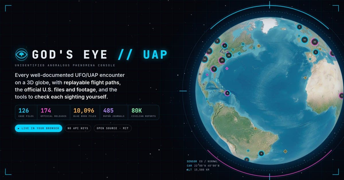 God's Eye UAP – documented UFO cases on a 3D globe, with ...