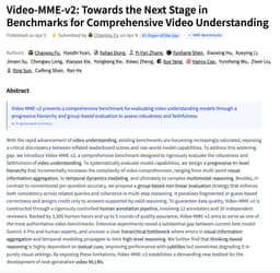@_akhaliq: Video-MME-v2

Towards the Next Stage in Benchmarks for Comprehensive Video Understanding

paper: htt...