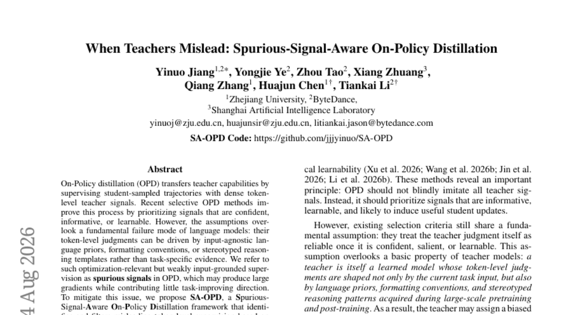 When Teachers Mislead: Spurious-Signal-Aware On-Policy Distillation