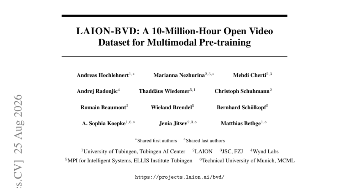 LAION-BVD: A 10-Million-Hour Open Video Dataset for Multimodal Pre-training