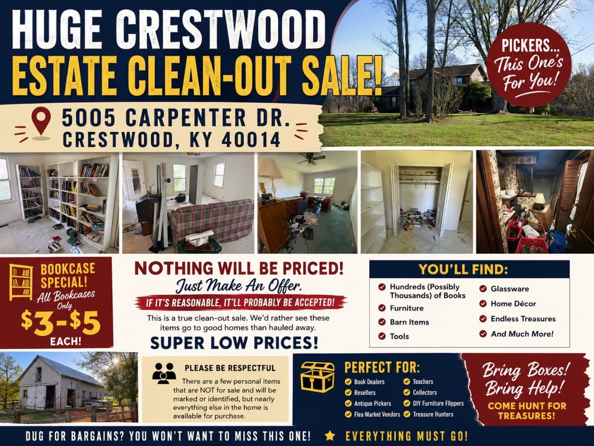 📚 Huge Crestwood Estate Clean-Out Sale!