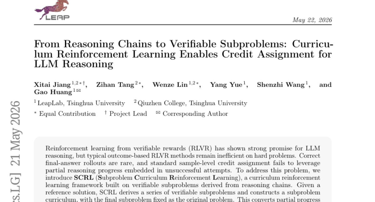 From Reasoning Chains to Verifiable Subproblems: Curriculum Reinforcement Learning Enables Credit Assignment for LLM Reasoning