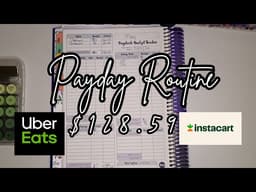 Side Hustle Income Payday Routine $128 | UberEats & Instacart #sidehustle #savings #debt #budget