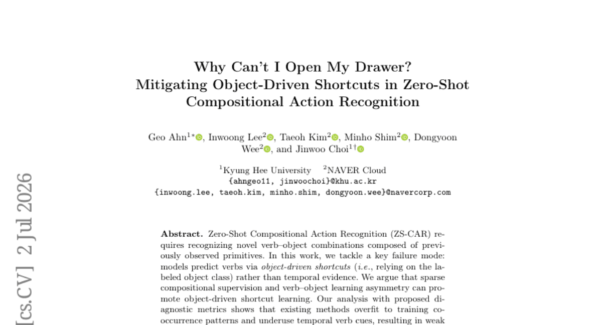 Why Can't I Open My Drawer? Mitigating Object-Driven Shortcuts in Zero-Shot Compositional Action Recognition