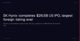 SK Hynix completes $26.5B US IPO, largest foreign listing ever