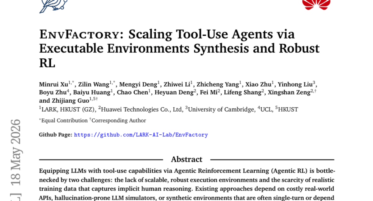 EnvFactory: Scaling Tool-Use Agents via Executable Environments Synthesis and Robust RL