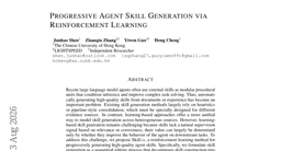 Progressive Agent Skill Generation via Reinforcement Learning