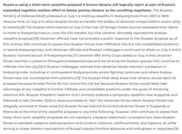 @TheStudyofWar: MORE: Russia is meanwhile using a short-term ceasefire proposal it knows Ukraine will logically reje...