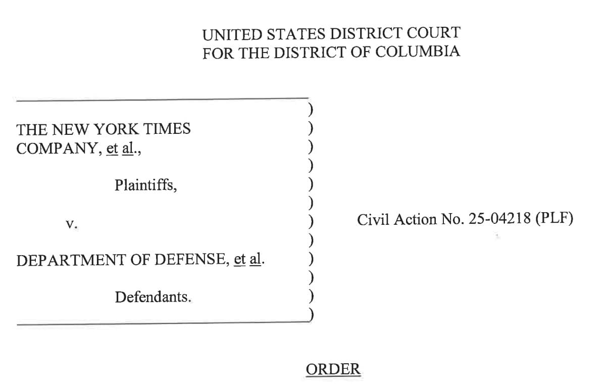 Pentagon "in violation of" court order in case over press restrictions, federal judge rules