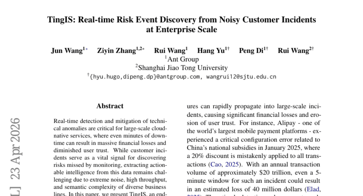 TingIS: Real-time Risk Event Discovery from Noisy Customer Incidents at Enterprise Scale