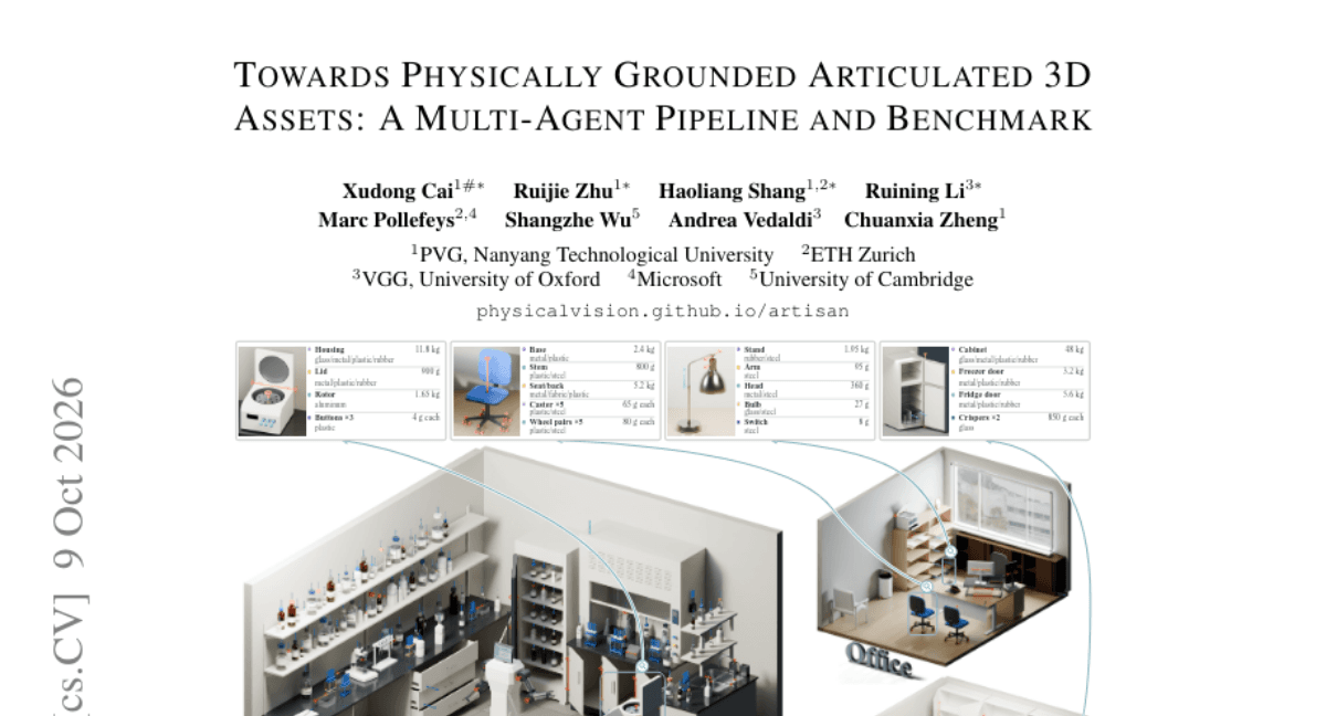 Towards Physically Grounded Articulated 3D Assets: A Multi-Agent Pipeline and Benchmark