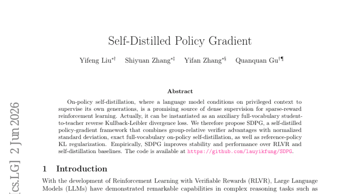 Self-Distilled Policy Gradient