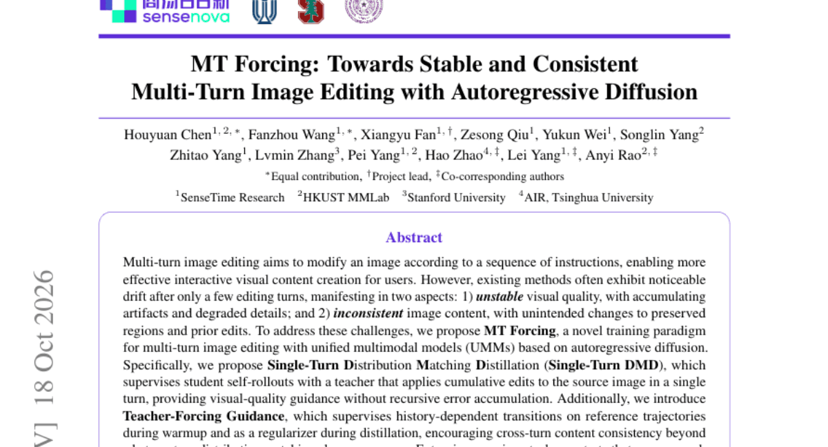 MT Forcing: Towards Stable and Consistent Multi-Turn Image Editing with Autoregressive Diffusion