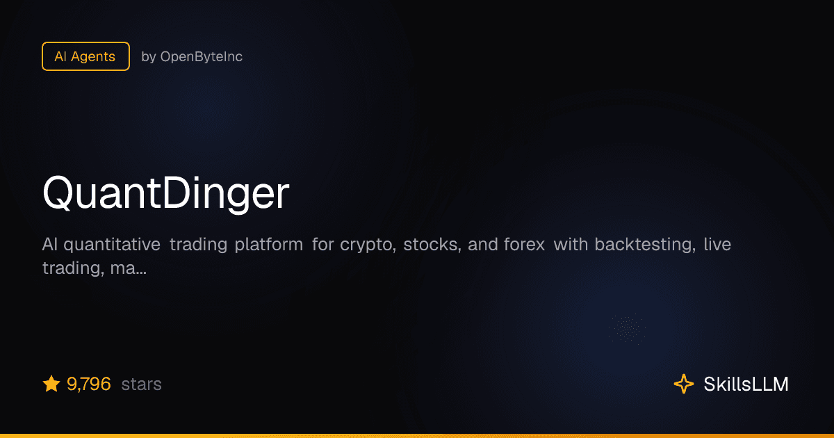 QuantDinger - AI Agents on GitHub (9.8k★)