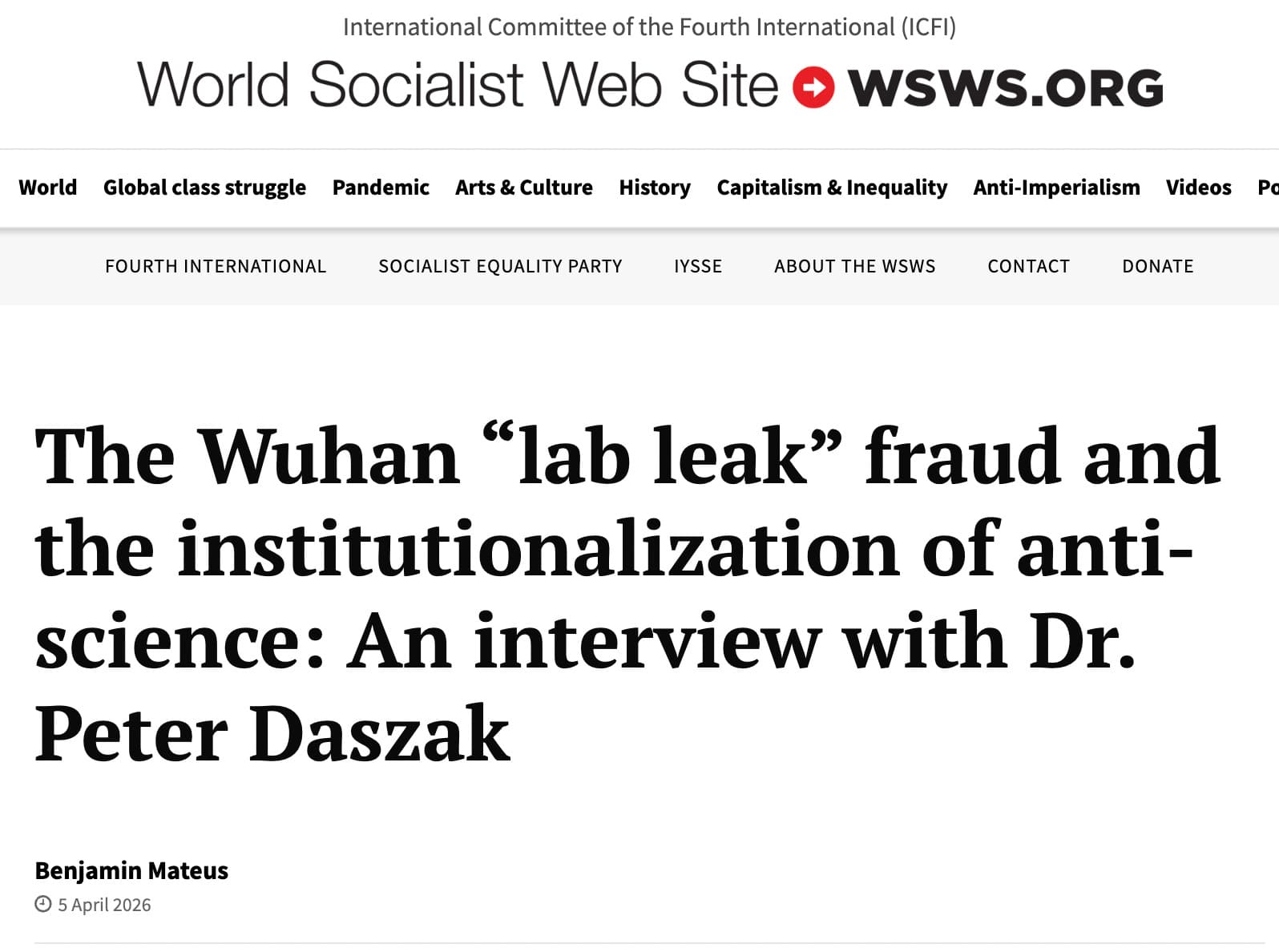 Trotskyites and The Wuhan Lab Leak 