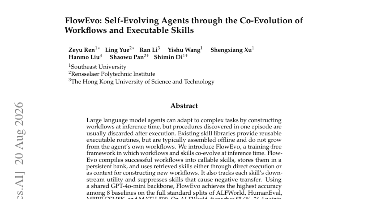 FlowEvo: Self-Evolving Agents through the Co-Evolution of Workflows and Executable Skills