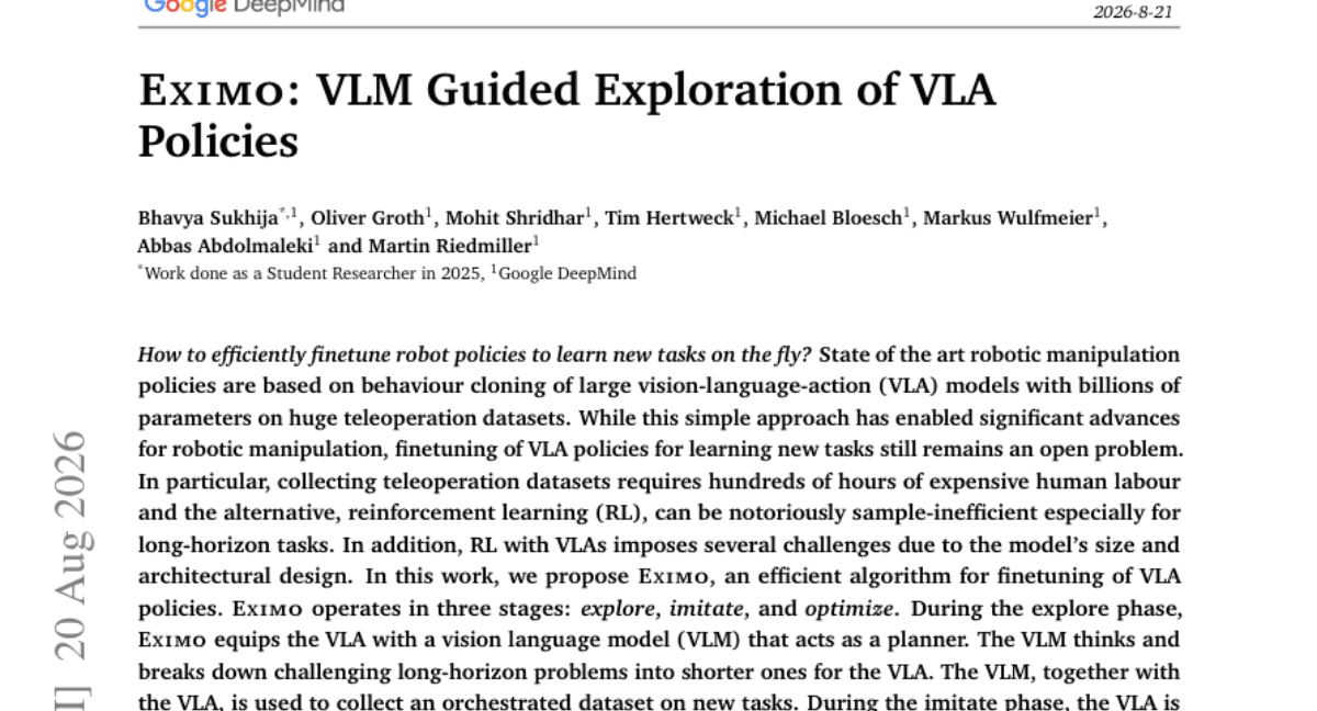 EXIMO: VLM Guided Exploration of VLA Policies