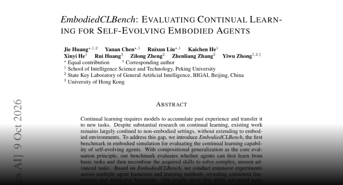 Evaluating Continual Learning for Self-Evolving Embodied ...