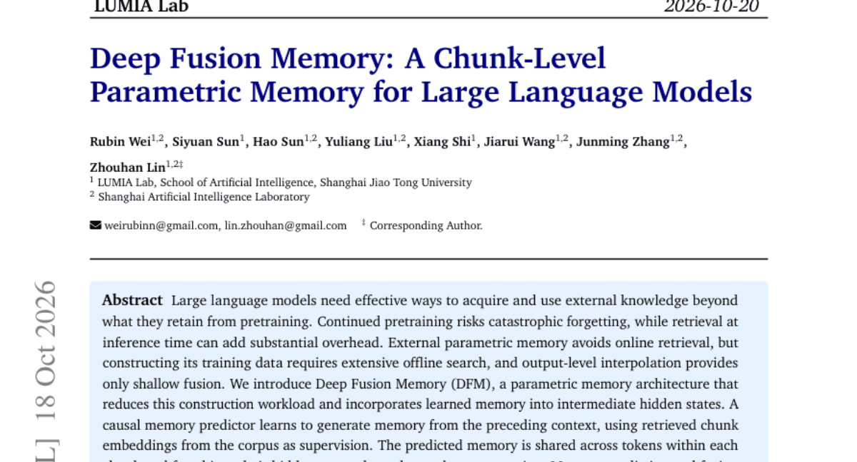 Deep Fusion Memory: A Chunk-Level Parametric Memory for Large Language Models
