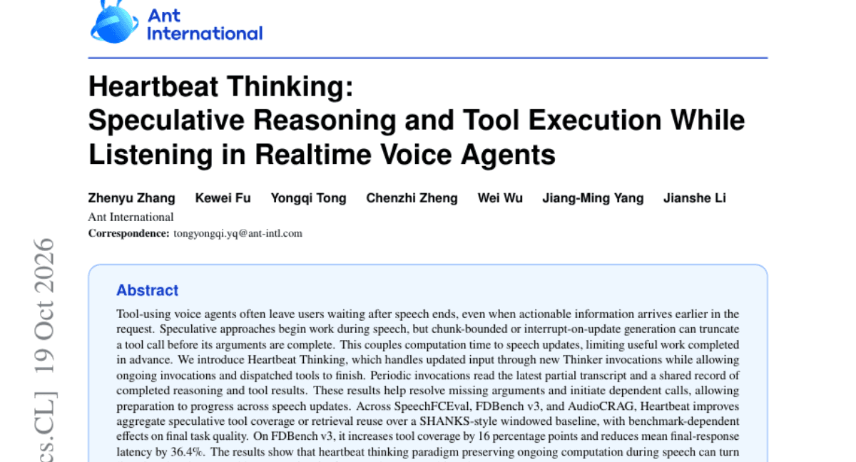 Heartbeat Thinking: Speculative Reasoning and Tool Execution While Listening in Realtime Voice Agents