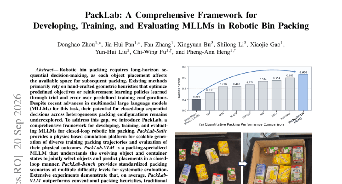 PackLab: A Comprehensive Framework for Developing, Training, and Evaluating MLLMs in Robotic Bin Packing