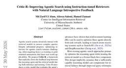 Critic-R: Improving Agentic Search using Instruction-tuned Retrievers with Natural Language Introspective Feedback