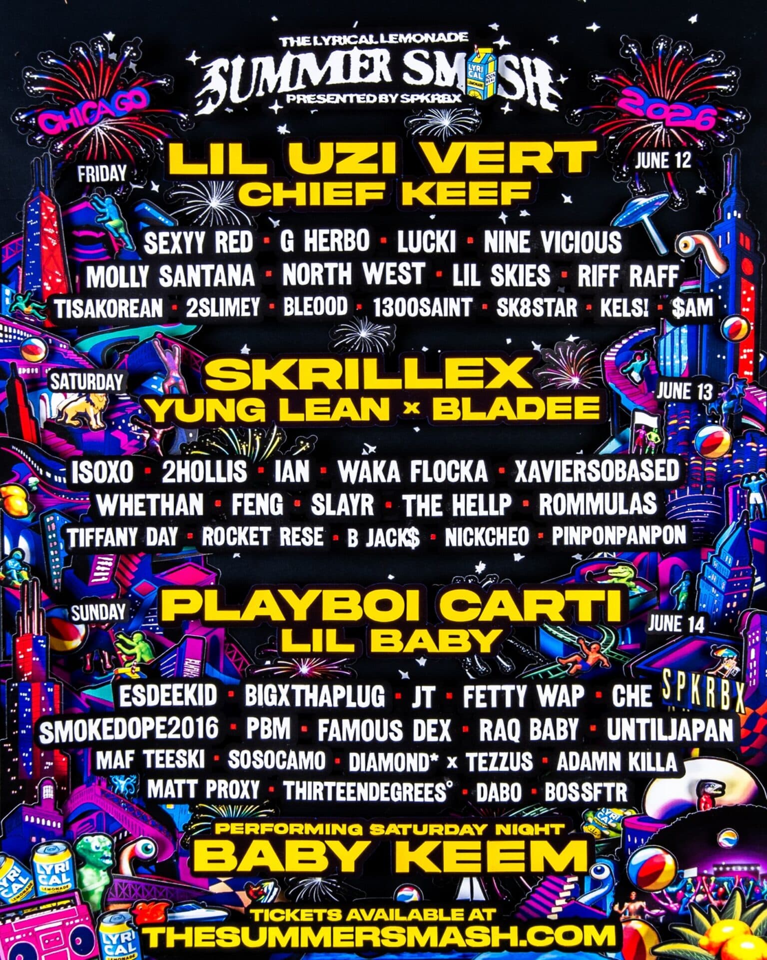 Lil Uzi Vert, Skrillex, Playboi Carti Headlining 2026 Summer Smash Near Chicago - Pollstar News