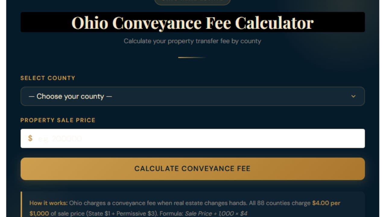 Ohio Conveyance Fee Calculator – For All Counties (2026)