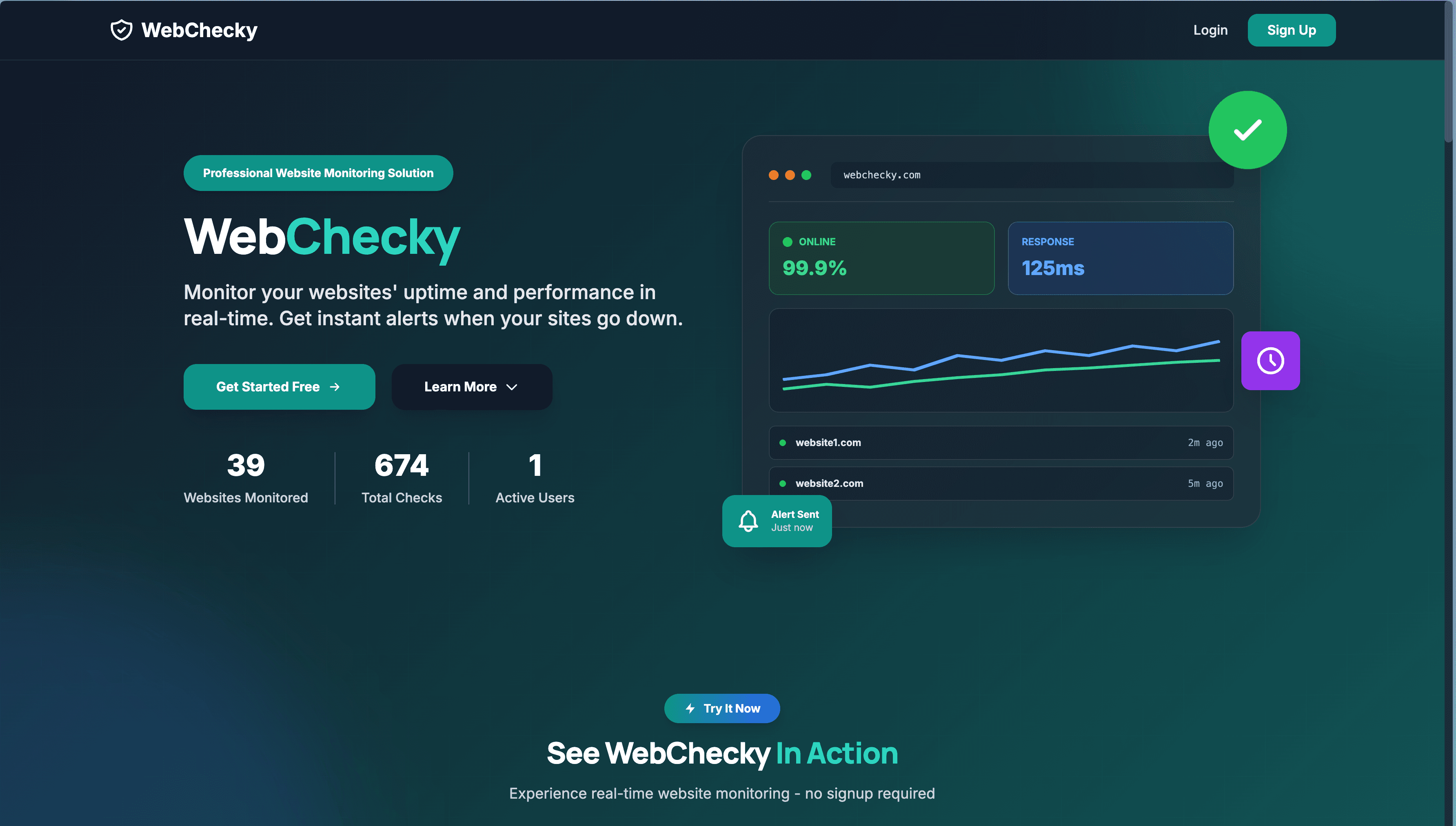 WebChecky: Free Website Uptime Monitoring