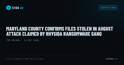 Maryland County Confirms Files Stolen in August Attack ...