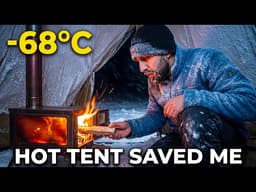 I Survived in an Off-Grid Hot Tent | Deep Snow Survival | Extreme Cold | Solo Camping ASMR.