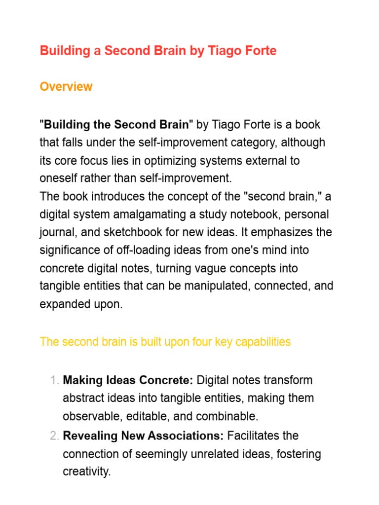 Building A Second Brain by Tiago Forte | PDF | Thought | Mind