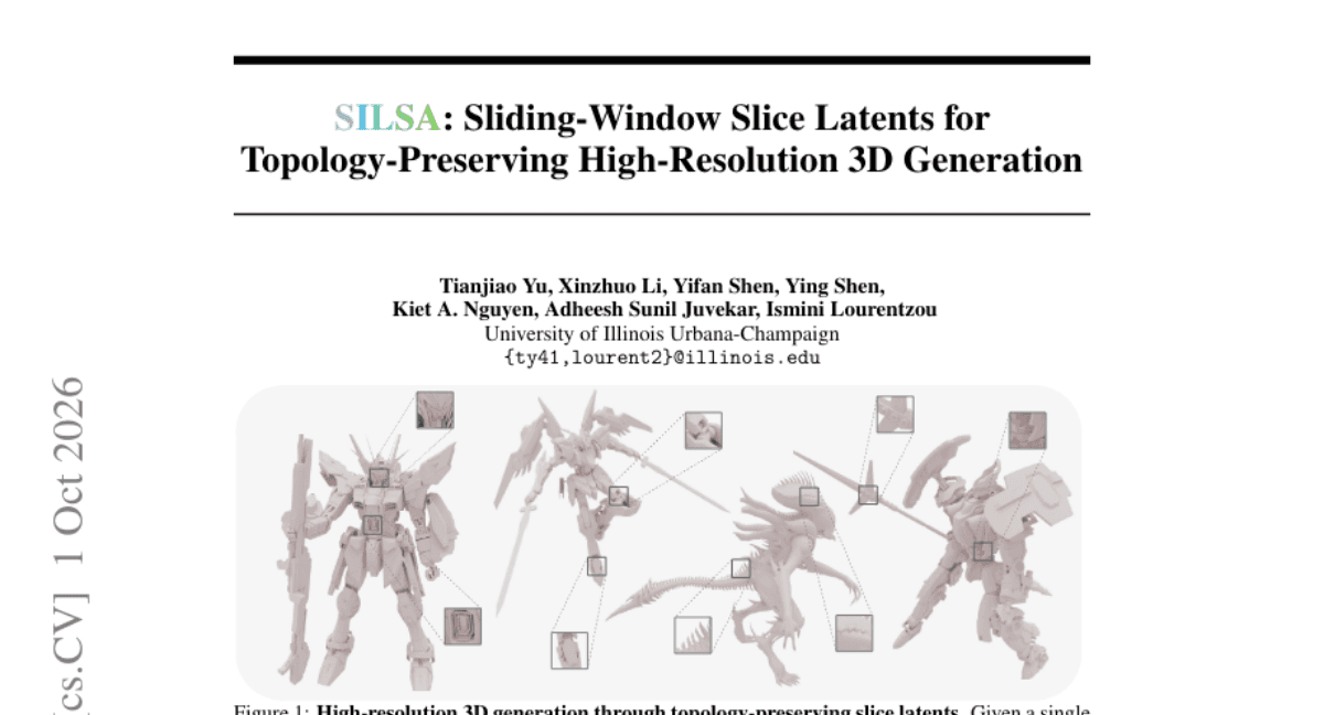 SILSA: Sliding-Window Slice Latents for Topology-Preserving High-Resolution 3D Generation