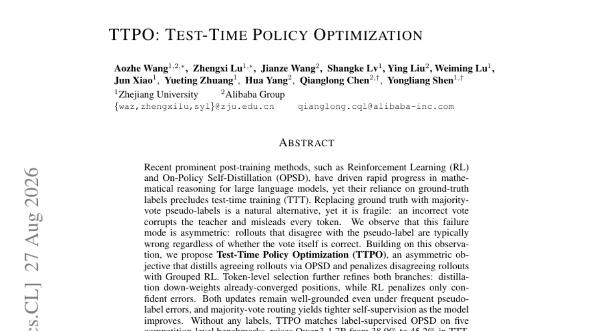TTPO: Test-Time Policy Optimization