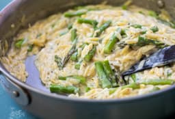 Quick Creamy Orzo with Asparagus - Fast Pasta Dinner
